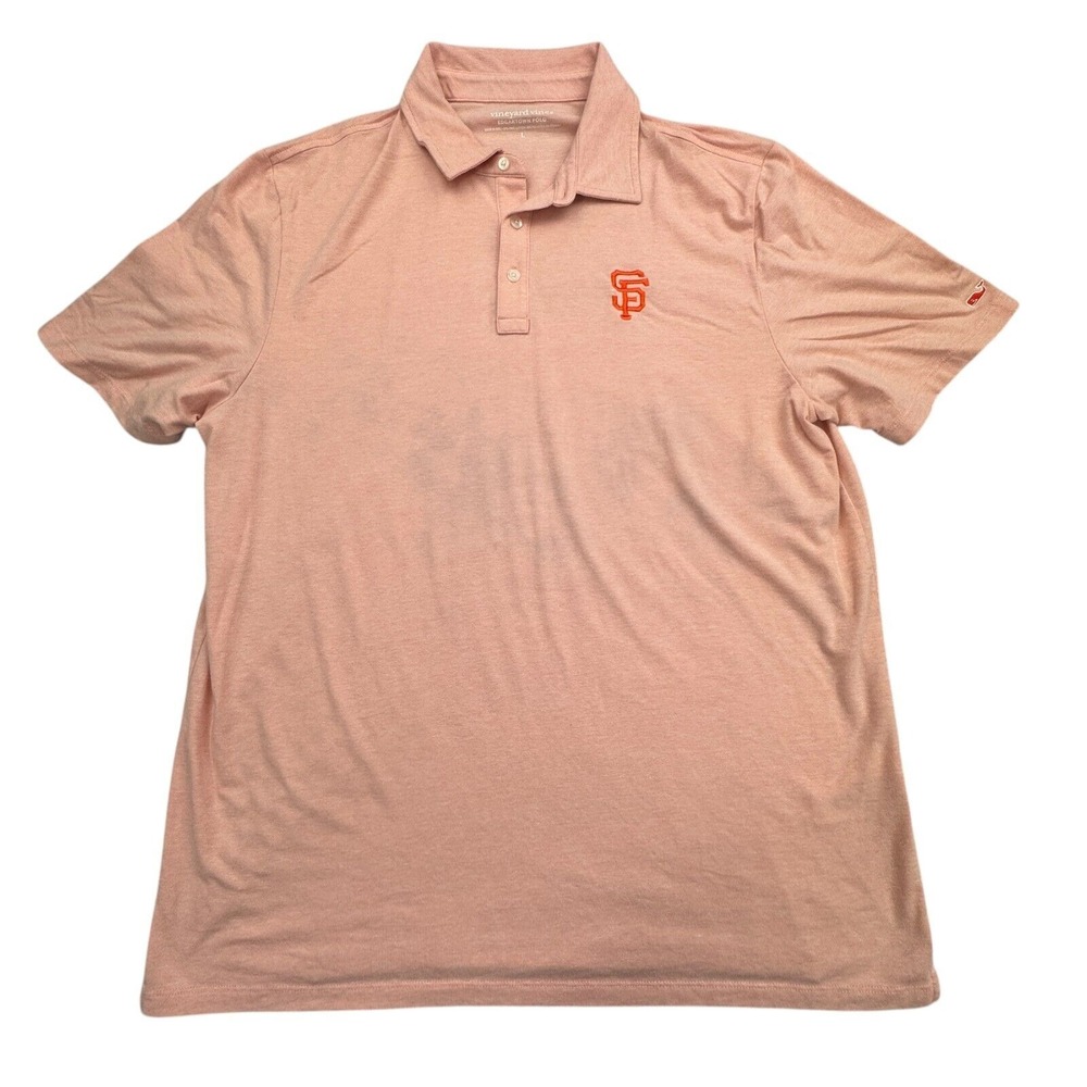 Vineyard Vines Edgartown Polo Shirt Men Large Pink Embroidered Logo Short Sleeve
